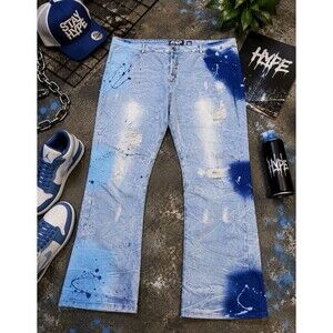 AHP Another Hype Piece Distressed Paint Splatter Jeans Men's 50x33 Streetwear